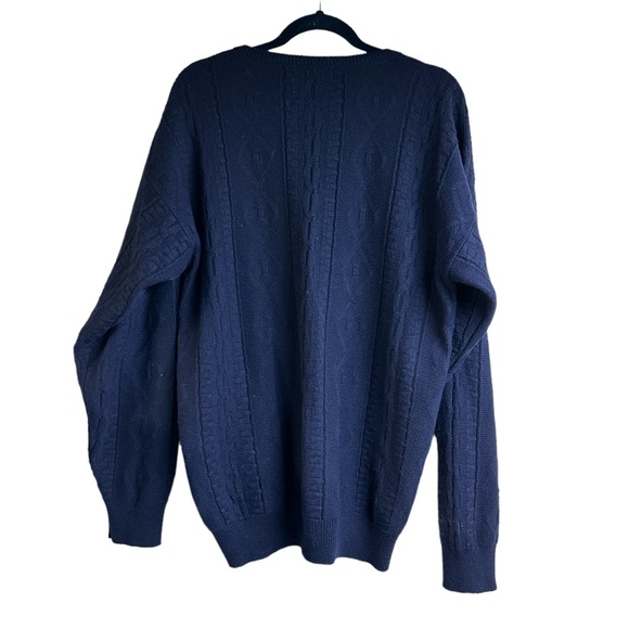Vintage Christian Dior Chunky Knit Sweater Navy Blue Large - Picture 2 of 3
